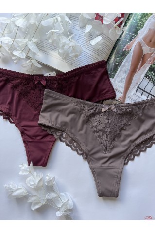 Трусики бразиліана з мікрофібри та мережива Annajolly 83154